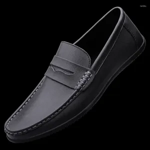 Casual Shoes Leather Men ShoesBrand Soft Mens Loafers Moccasins Breatble Slip on Black Driving Plus Size 37-47 Walking