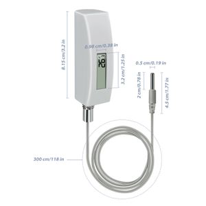 ECOWITT WN34Lデジタルプール温度計LCDディスプレイ、防水水温センサー、マウントが簡単、10フィートケーブルセンサー
