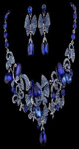 Auf stock elegant neu stile kristall stand ressensteine luxurihhochhochzeit braut party pageant juwelry set Halskette ohrring9065282