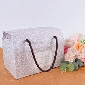 Wrap prezent 100PCS Kraft Paper Bag Vintage Portable Porode Candy Boxes Bags Wedding Party Favours dla gości