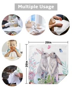 Easter Bunny Flower Butterfly Watercolor Rabbit 4/6/8pcs Square Napkins Party Wedding Table Cloth Kitchen Dinner Table Napkin