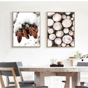 Winter Snow Scenery Picture Wall Art Canvas Painting Pine Santa Elk Poster and Print for Christmas Home Decor Living Room Design