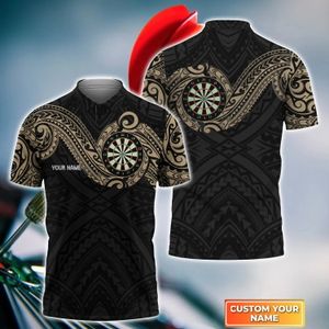 Tattoo Darts Personalisierter Name 3D überall über bedruckte Herren -Polo -Shirt Sommer Short Sleeve Shirt Street Casual Polo Shirt Tops WK19