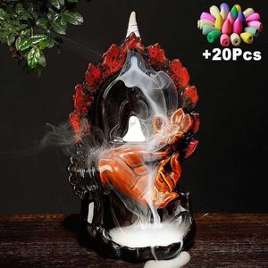 Sanat ve El Sanatları Ift 20pcs Cones Yaratıcı Ev Dekoru El Sanatları Lotus Buddhas-Sırt Akışı Tütsü Brülör Seramik Senser L49