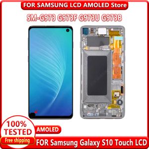 Samsung Galaxy S10 G973 G973F/DS SM-G973 için Süper AMOLED LCD Ekran SM-G973 LCD Ekran Dokunmatik Ekran Düzenli Montajı Kusurlu Montaj