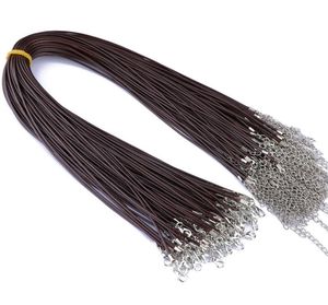 10pcslot 15mm svartbrun färgglada läderkabel kedjor Justerbart flätat 45 cm rep för DIY -halsbandsarmbandsmycken som gör fin3814504