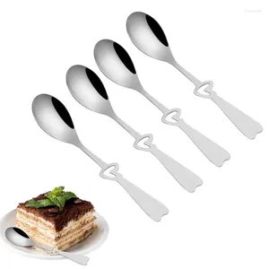 Spoons Dessert Spoon Fork Heart Shape Coffee 4pcs Mixing Tool With Beautiful Texture For Honey Tea