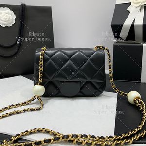 10A mirror quality luxury designer chain large pearl shoulder bag 17cm women's crossbody bag designer mini handbag with box BC002