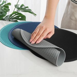 Bordmattor Silikon Kuddstorlek Runda 30 cm icke-glidande isolerad potten Pad Modern Drain Mat Kitchen Hushållsverktyg Tillbehör