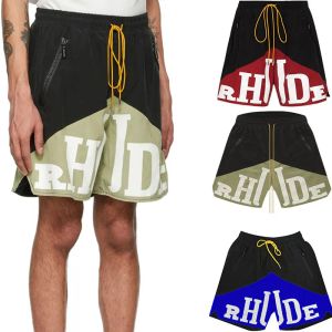 Projektantki szorty Rhude Summer pływanie przyczynowo mężczyźni krótka długość Hip High Street Sports Spodnie plażowe spodnie USA