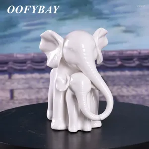 Decorative Figurines Nordic Ceramic Elephant Ornaments White Porcelain Feng Shui Animal Statue Living Room Handicrafts Home Decoration