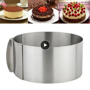 Baking Moulds Pieces Adjustable Cake Ring Set Stainless Steel Round Mold And Square Mousse Rings 6-12 Inch 3.6-6