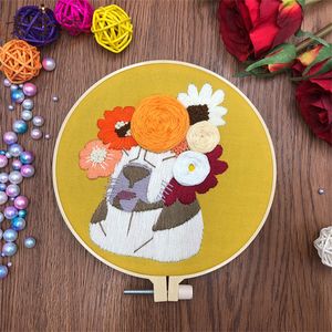 Hundmönster broderi kit diy nybörjare broderi kit verktyg handcraft handarbete sömnad handarbete korsstygn med båge