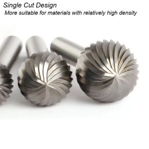 Tungstênio Carboneto de Arquivo Rotary Burr Ferramentas de escultura de molde único Corte de moagem da cabeça de bola CUNDADOR CNC para metal 6mm 1/4 Shank