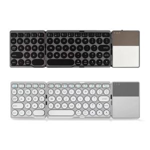 Tangentbord BluetoothCompatible Foldble Tangentboard Round TangentCap Portable Mini Wireless Keyboard 64 Keys Folding Tangentboard för Tablet Laptop