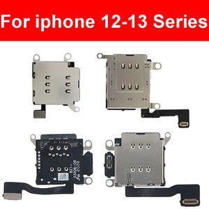 Dual Single SIM -kortläsare Holder Tray för iPhone 13 12 Mini 12 Pro Max SIM -kortplats Holder Connector Flex Cable Repair Del