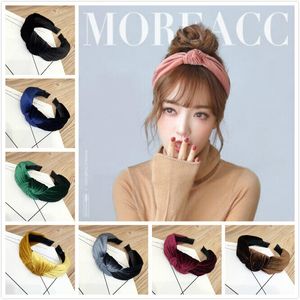 Kvinnor Bow Knot Cross -pannband Twisted Hair Band Head Wrap Velvet Bow Headwear