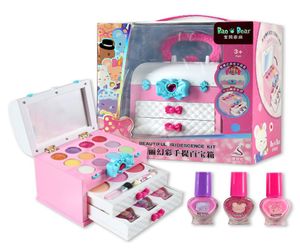 Dzieci Make Up Toys Toys Staless Fashion Beauty Zestaw bezpieczny Nietoksyczny łatwy do czyszczenia zestawu do makijażu do ubrań dziewczyny Play House Prezenty LJ6622271