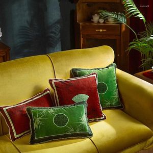 Kissen Chinesische grüne Kissen Fenstergitterabdeckung Luxus Dekorationskoffer für Sofa Retro Kunst Wohnzimmer Hausdekoration