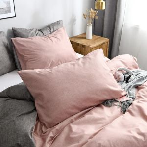 Simple Texture Grain Polyester Duvet Cover Set King Size Plain Queen Bedding Set Affordable Durable Quilt Cover and Pillow Case