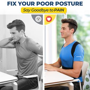 Back Brace Posture Corrector Justerbar hållning Bälte för övre och nedre rygg smärta Relief Axel rakryggstöd