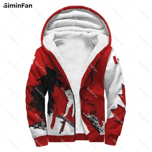 Kanada Akçaağaç Yaprak Hokey 3d Baskılı Hoodie Erkekler Kapşonlu Kazak Ceket Ceket Sweatshirt Unisex Dış Giyim Kadın Gündelik Top