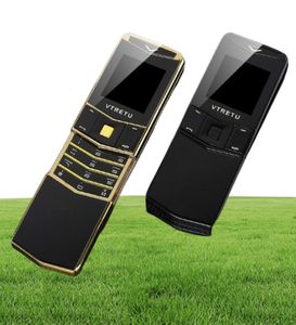 Ny Unlocked Luxury Gold Signature Cell Phones Slider Dual Sim Card Mobiltelefon rostfritt stål Body Mp3 Bluetooth 8800 Golden Me8848219