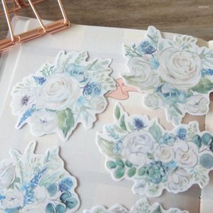 Gift Wrap 18pcs MIX Silver Line Watercolor Flower Grass Style Paper Sticker Scrapbooking DIY Packing Label Decoration Tag