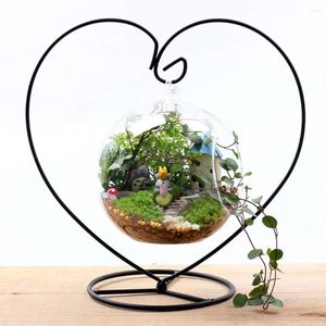 Decorative Plates 23cm Ornament Iron Hanging Hook Stand Holder Rack Peach Heart Flower Display For Air Plant House Decorate