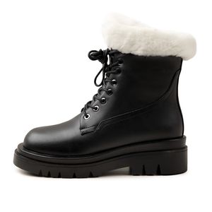 Frauen Wolle Schneestiefel kleiner Winter schwarzbrauner weißer weißer Fersen -Stiefel Street Ladies Schnüre -up Reißverschluss Plattform Schuhe