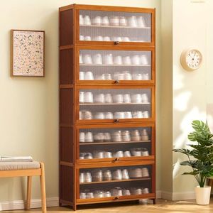 Elegant Vintage Multi-layer Shoe Cabinet: Space-saving, Dustproof Storage with Shees for Efficient Organization and Home Decor Enhancement