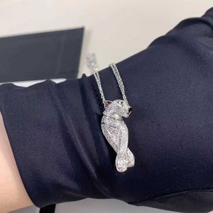 Designer Charm Carter Full Diamond Lopard Naszyjnik S925 Srebrny ręcznie robiony ręcznie robiony dwukierunkowy łańcuch obojczyka