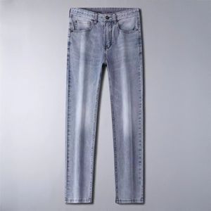 Trendy high-end summer new jeans for men, slim fit, elastic, casual, light colored, trendy and versatile PF6109#