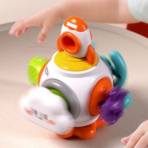 Baby Puzzle Toy Montessori Sensory Tyst upptagen kub som snurrar toppaktivitet Motor Skills Developy Toy i 8-24 månader