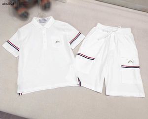 Classics boys POLO shirt set kids designer clothes baby tracksuits Size 100-150 CM Minimalist white design Short sleeved and shorts 24Mar