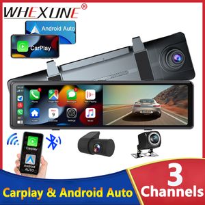 3 камеры Dash Cam CarPlay Android Auto 2.5K 2560*1440p Зеркальный зеркал заднего вида рекордера Wi -Fi Запись телефона приложение Care Car Dvr