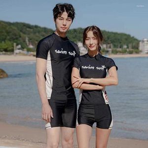 レディース水着ウィズウォーレカップルスポーツサーフィンダイビングスーツメンズ韓国語の風風保守的な半袖スプリット女性2024