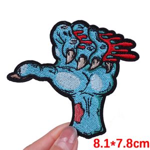 Punk Finger Patch Hurror Skull Brodery Patch For Clothing Thermoadhesive Patches For Clothes Crystal Flower Patches Stickers