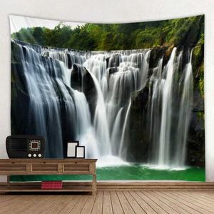 Tapestry Tapestries Natural Big Landscape Waterfall Forest Stream 3D Printing Wall Hanging Wall Decoration Bohemian Home Room Decoration R0411