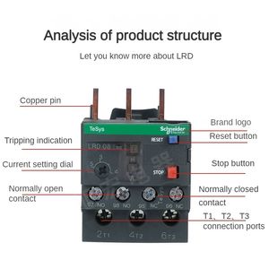 슈나이더 열 과부하 릴레이 LRD12C LRD16C LRD21C LRD32C 릴레이 3 극 열 자기 트립 10A LC1D 과부하 보호