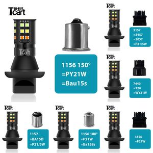 TCART LED DRL Turn Sinyal Gecesi Çalışma Işığı Bir 7440 T20 1156 BAU15S 7443 Araba Ön Turning Lamba Ampul Aksesuarları