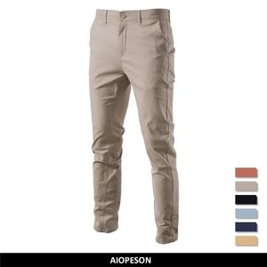 Aiopeson Casual Cotton Men Parers Solid Color Slim Fide Mens Pants Spring Autumn Autunno Classic Business 240411
