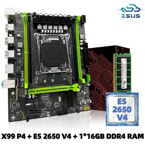 ZSUS X99 P4 Motherboard Set Kit med Intel LGA2011-3 Xeon E5 2650 V4 CPU DDR4 16GB 1*16GB 2133MHz RAM-minne NVME M.2 SATA 240410