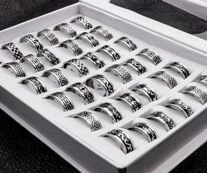 20 Pieces Mix Style Boho Stainless Steel Men Ring Men Anillos Fashion Width 8mm Bulk Punk Rings Jewelry for Women anillos mujer9975664