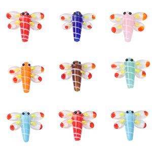 Roligt handgjorda lamporglas 3D Dragonfly Insect Beads Charm Pendant för halsband örhänge DIY smycken Craft Making 24x30mm