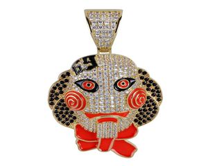 Dock Head Mask Pendant Necklace Iced Out Cubic Zircon Hip Hop Gold Silver Color Men Women Charms Chain Jewelry4939736