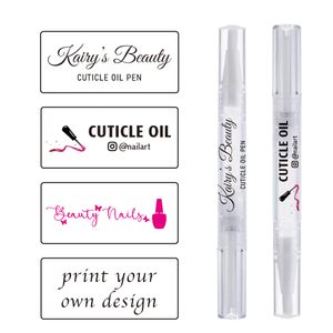 Costom Print Logo Transparent Sticker Personalized Nail Oil Pen Tube Stickers Nail Cuticle Oil Bottle Labels 20x45mm100 Pcs Pack