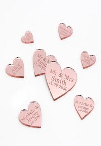 50 pezzi personalizzati personalizzati mirror acrilico amore cuore con taghi regalo tavolo da matrimonio tavolo da decorazione decorazione di coriandoletteri bomboniere 24431725