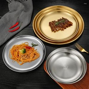 Plates High Quality Korean Stainless Steel Dinner Thicken Cake Coffee Fruit Tray Western Steak Kitchen Dishes Tools