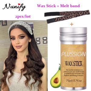 1Pcs Edge Melt Band For Lace Wig 1Pcs Hair Pomade Stick For Broken Hair Leopard Adjustable Elastic Headband & Hair Wax Stick Set